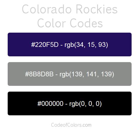 Colorado Rockies Colors Hex And Rgb Color Codes