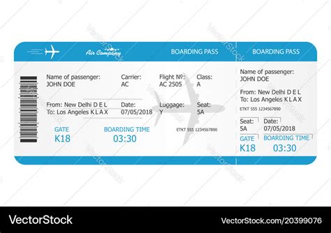 Boarding Pass Ticket Template Airplane Ticket Vector Image