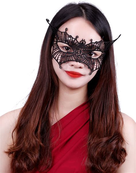 Hde Womens Masquerade Masks Venetian Halloween Lace Black