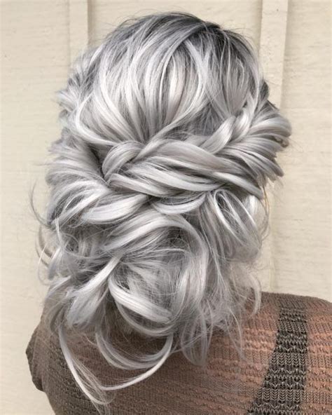 Sexiest Messy Updos You Ll See In Gorgeous Gray Hair Long Gray