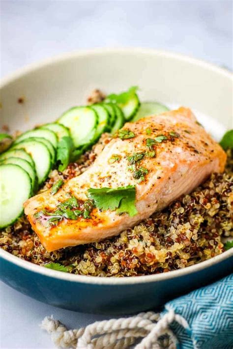 Roasted Salmon Quinoa Bowls Our Happy Mess