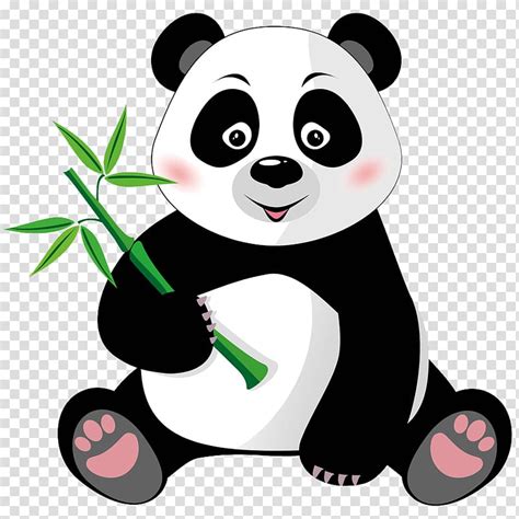 Panda Holding Bamboo Plant Illustration Giant Panda Cartoon Panda