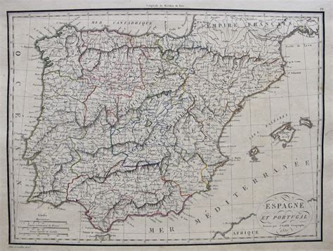 Espagne Et Portugal España Y Portugal Mapas Frame Grabados