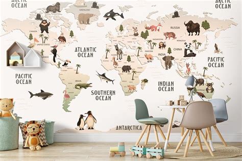 World Map Wallpaper Wallpaper Living Room Kids Wallpaper Mural
