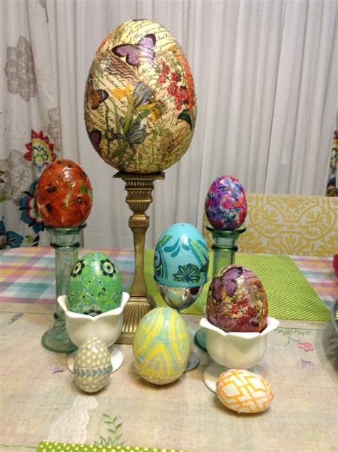 Easter Tissue Paper Mod Podge Eggs Candlestick Display Candlestick