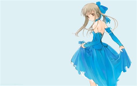 Photography Of Female Anime Character Wearing Blue Dress Hd Wallpaper