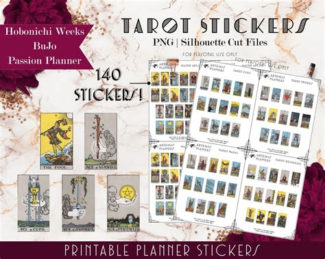 Tarot Card Stickers Printable Planner Stickers With Etsy