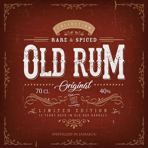 Vintage Red Old Rum Label Template For Bottle 1265966