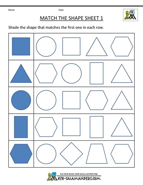 Two Dimensional Shapes Worksheets