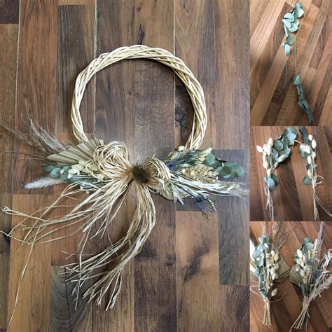 Willow Craft Kit White Willow Wreath With Dried Flowers Etsy Uk