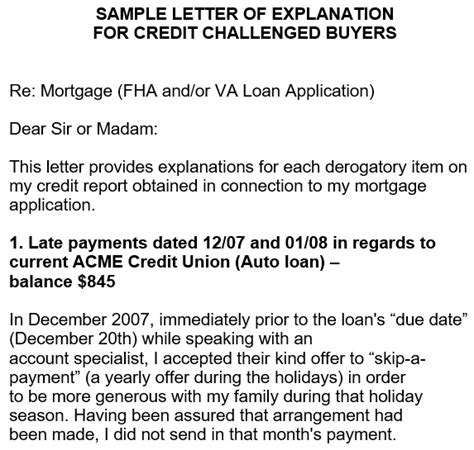 Letter Of Explanation Templates For Mortgage And Derogatory Credit
