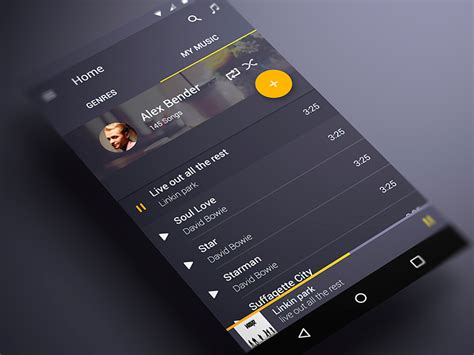 Musi for android song, music streaming musi advice: Android music App Material design ~ Product Mockups on ...