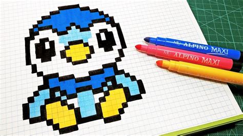 Pixel Art Hecho A Mano Cómo Dibujar A Piplup Pokemon Dibujos En