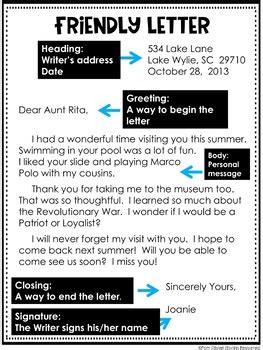4 mins examples of friendly letters for 5th graders : Friendly Letter Freebie by Rockin Resources | Teachers Pay Teachers