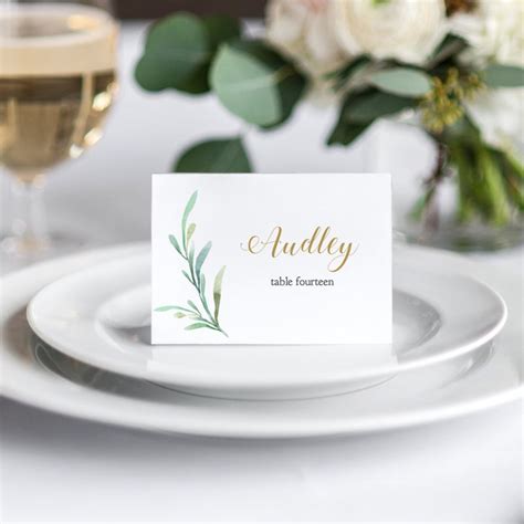 Greenery Wedding Table Place Card Template Flat And Folded Etsy