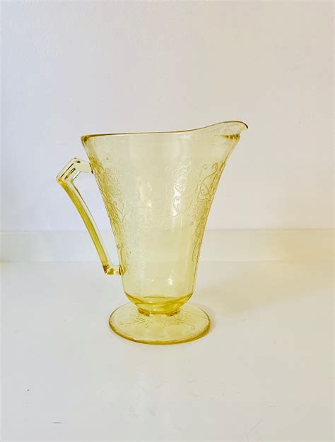 Vintage Yellow Depression Glass Pitcher Florentine 2 Hazel Etsy