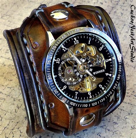steampunk watch for men steampunk men wrist amazon leather bracelet rustic cuff unavailable