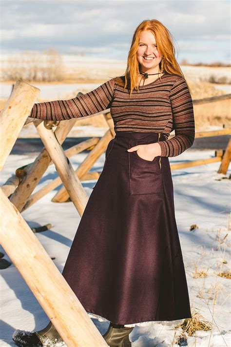 Long Wool Skirt In Aubergine Smalls Left Revivall Clothing