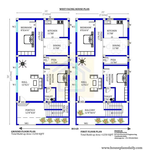 25x50 West Facing House Plan House Plan And Designs Pdf Books