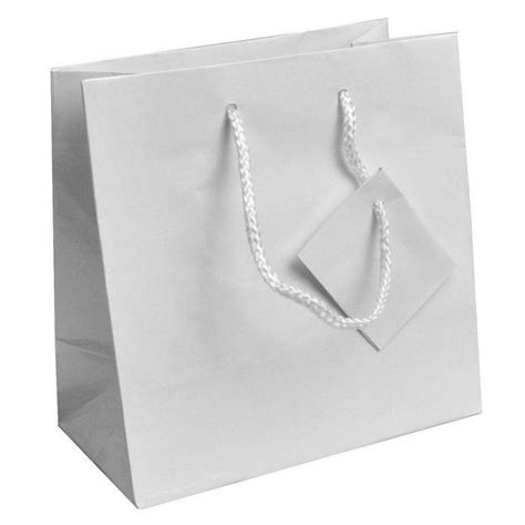 Glossy White Euro Tote T Shopping Bags 6 12 X 3 12 X 6 12