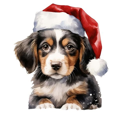 Premium Psd Puppy Wearing A Santa Hat
