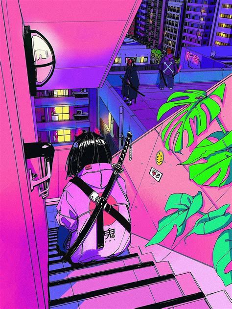 vinne on twitter vaporwave vaporwave art anime scenery trippy anime hd phone wallpaper pxfuel