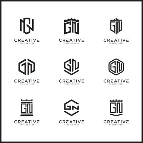 Plantilla Establecer Letras Iniciales Del Icono Del Logotipo Gn Vector