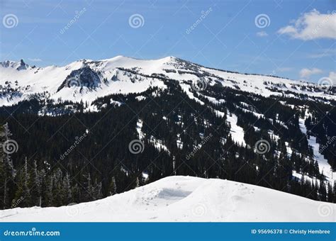 Bluebird Day At White Pass Ski Resort Washington State Stock Photo