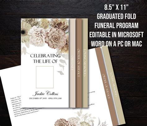 Funeral Program Template 8 Pages Graduated Fold Funeral Etsy