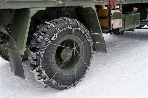 Premium Photo Snow Chains On Tires Truck In The Winter For Safe Drive