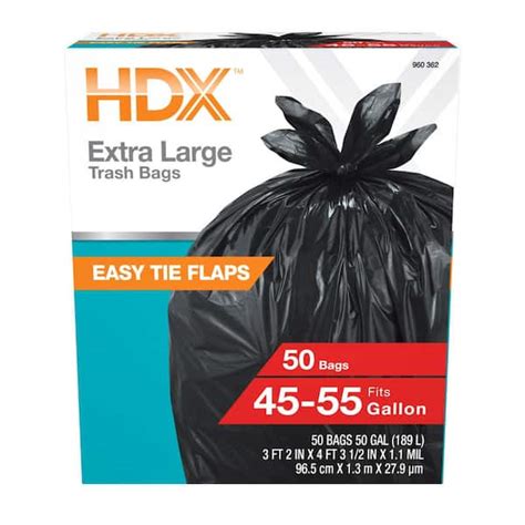 Hdx 50 Gallon Wave Cut Extra Large Trash Bags 50 Count Hd50wc050b
