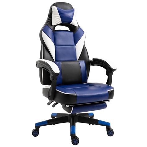 The best support in cool colourways. Vinsetto PU Leather Extendable Footrest Gaming Chair Blue ...