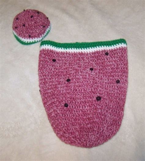 Newborn Crochet Watermelon Hat And Cocoon Photo Prop
