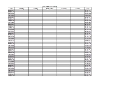 Blank Weekly Schedule Template Free Printable Templates