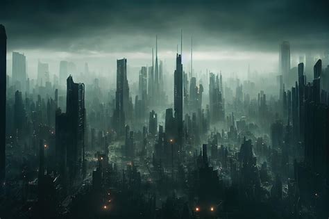 Premium Photo City Wallpaper Dystopian Futuristic Cyberpunk City At