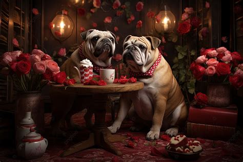 Love Booth Paws Bulldogs Spreading Valentine Cheer Background Bulldog