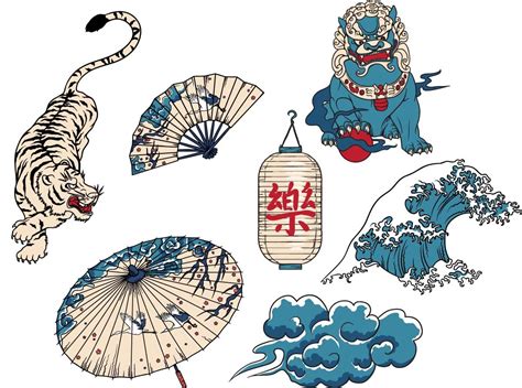 Japanese National Symbols Set Free Download Japanese Art Japanese