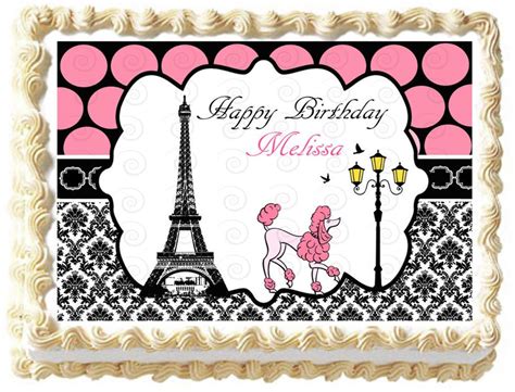 A paris party is no different. PARIS EIFFEL TOWER POODLE Edible image Cake topper ...
