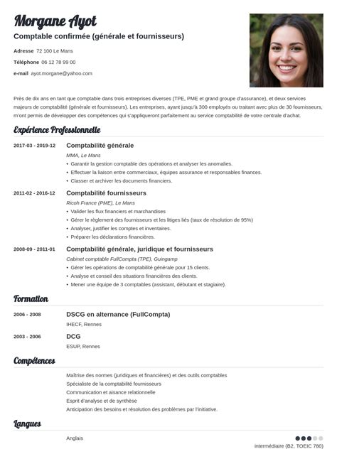 Exemple de CV comptable débutant/confirmé [compétences]