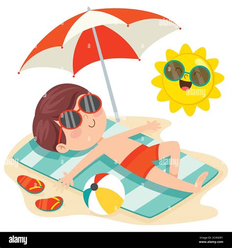 Cartoon Character Sunbathing On The Beach Stock Vector Image And Art Alamy