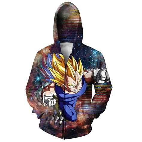 Dragon Ball Z Vegito Goku Sweatshirt Zip Up Hoodie Super Saiyan 3d
