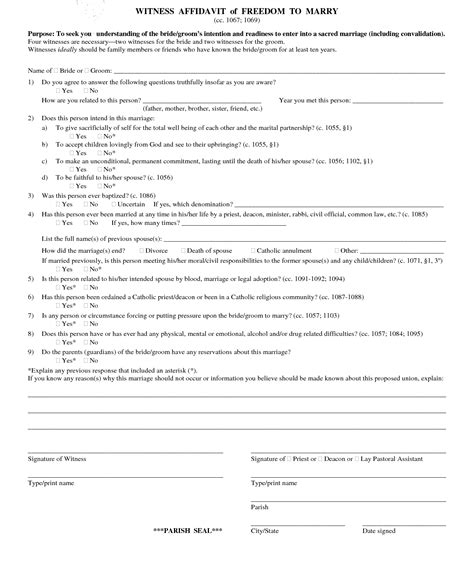 This template is formatted in the form of different statements with the relevant details, with the corresponding numbers along the sides. Marriage Witness Letter Sample | PDF Template