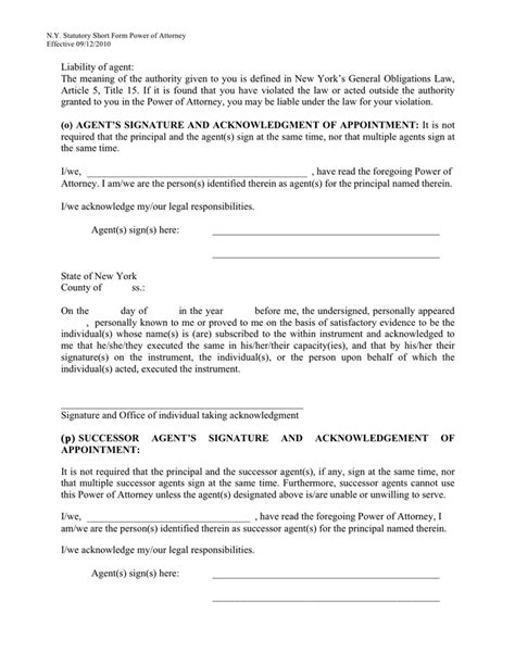 Power Of Attorney New York Statutory Short Form In Word And Pdf Formats