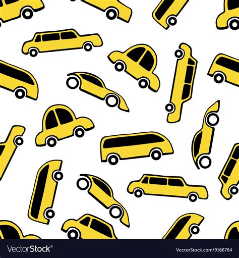 Seamless Pattern Of Yellow Taxi Cars Royalty Free Vector