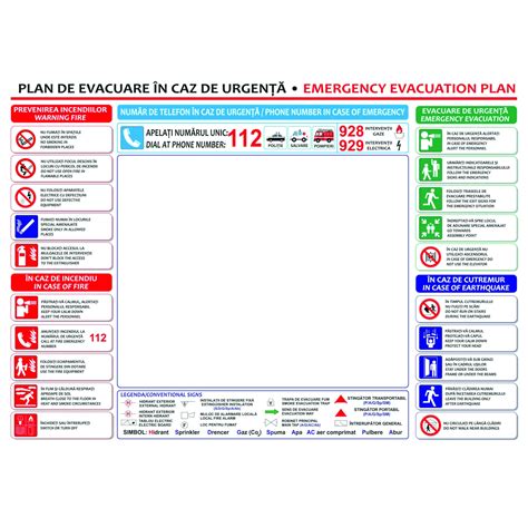 Semn Indicator Plan De Evacuare In Caz De Urgenta Autocolant Printat