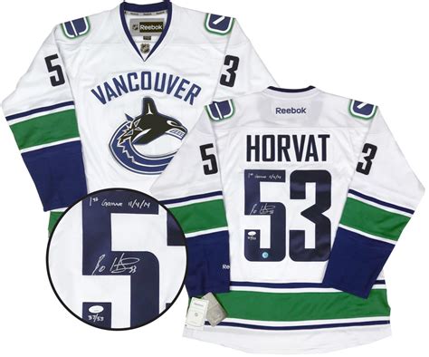 bo horvat limited edition autographed vancouver canucks 1st nhl game jersey house of hockey