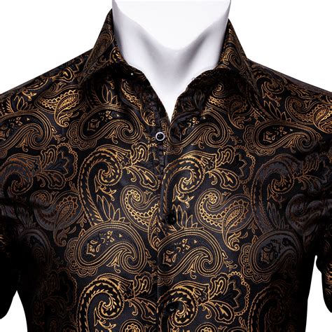 New Luxury Black Golden Paisley Silk Mens Shirt Ties2you