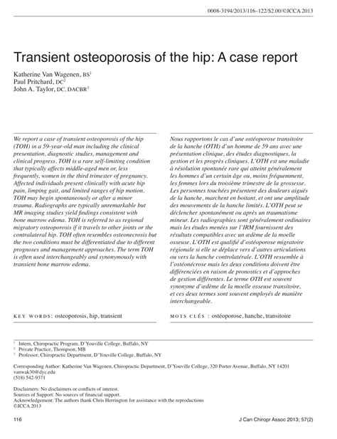 Pdf Transient Osteoporosis Of The Hip A Case Report