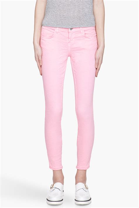 Lyst J Brand Bubblegum Pink Engineered Crinkle Skinny Jeans In Pink