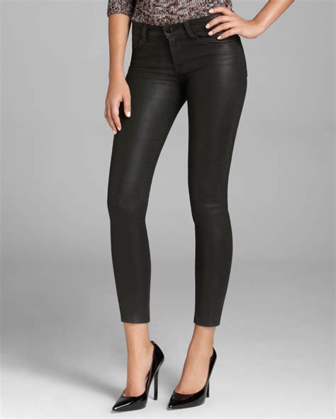 Lyst J Brand Jeans Mid Rise Super Skinny In Lacquered Black Quartz In Black
